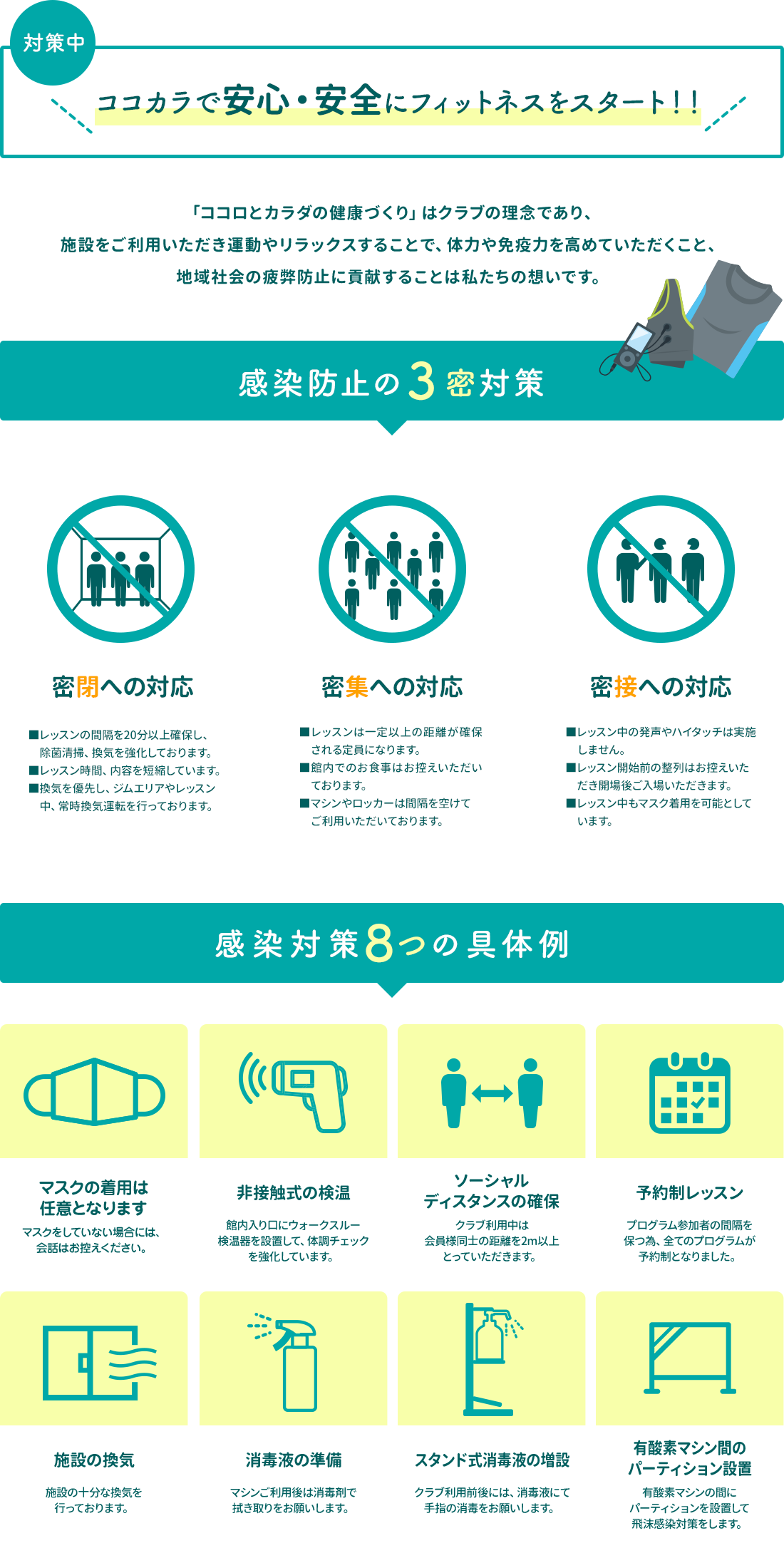 ココカラで安心・安全にフィットネスをスタート!!